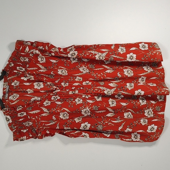 Daniel Rainn Liona Flutter Sleeve Blouse Vibrant Orange Floral V Neck 2XL NWOT - Picture 1 of 16